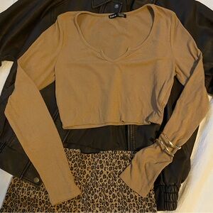 SHEIN Tan Long Sleeve Bodysuit